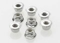 Nuts, 4mm flanged nylon locking (steel, serrated) (8) TRX3647